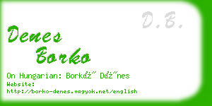 denes borko business card